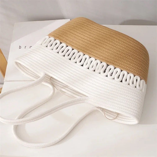 Women CUTE FANCY Bucket Bag Casual Woven Beach Handbag for Vacation&nbsp;