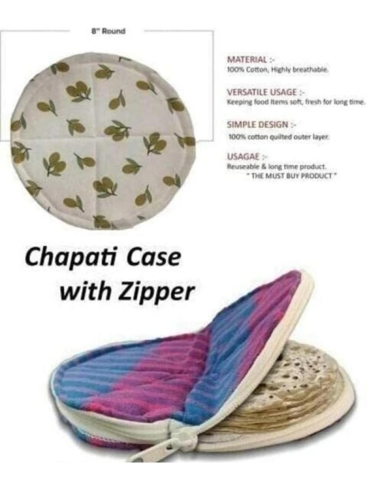 KITCHEN CHAPATI ROUND WARM HOTCASE KIT