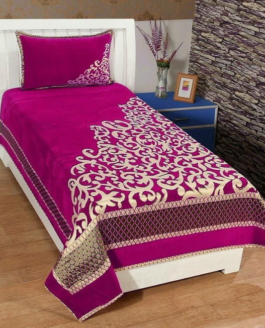 PINK Chennile SINGLE BEDDING SET