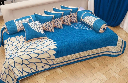 BLUE Chennile diwan set