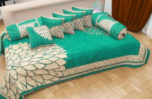 GREEN Chennile diwan set