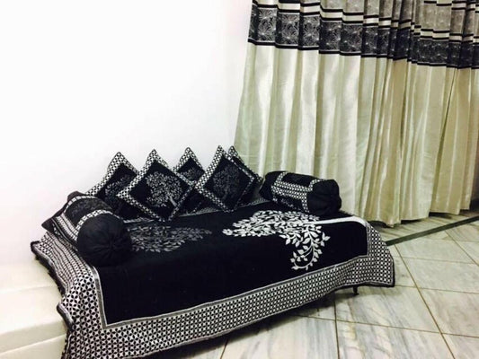 BLACK Chennile diwan set