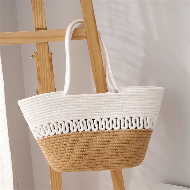 Women CUTE FANCY Bucket Bag Casual Woven Beach Handbag for Vacation&nbsp;