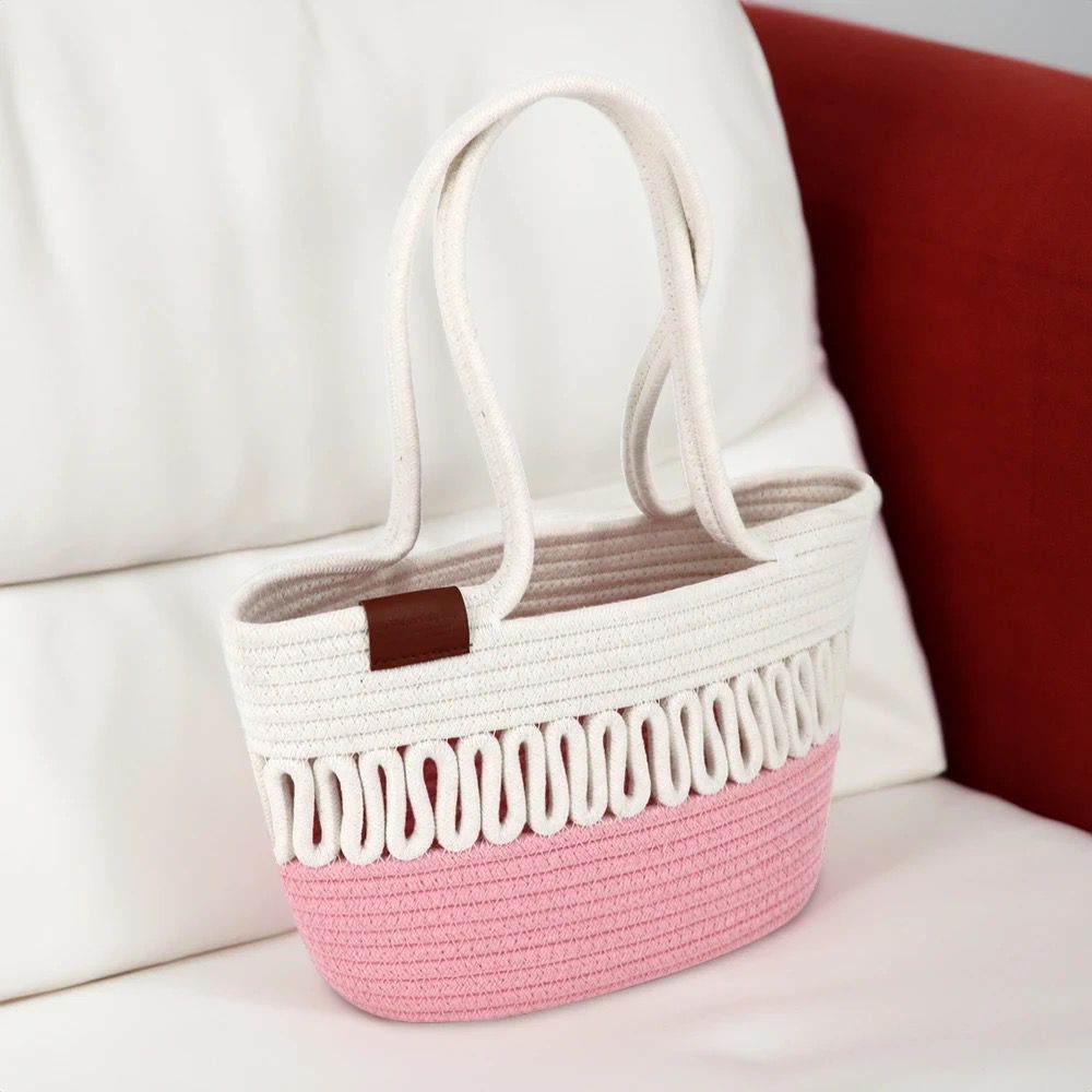 Women CUTE FANCY Bucket Bag Casual Woven Beach Handbag for Vacation&nbsp;